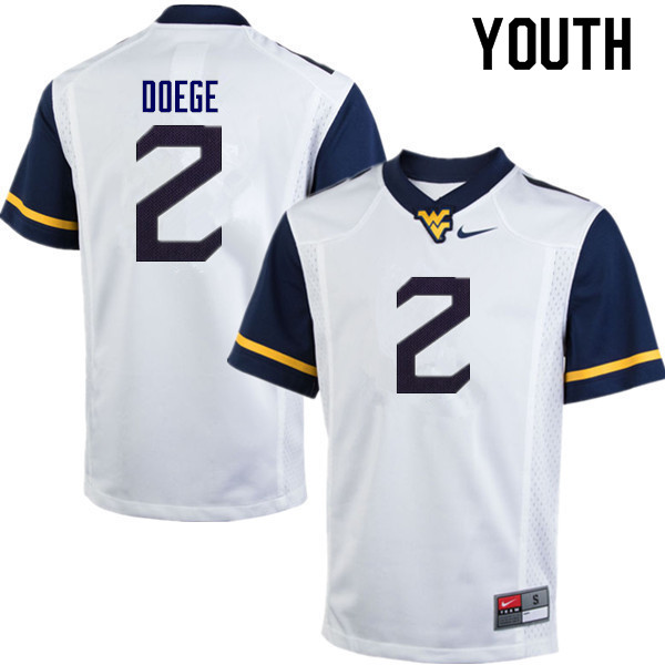 Youth #2 Jarret Doege West Virginia Mountaineers College Football Jerseys Sale-White